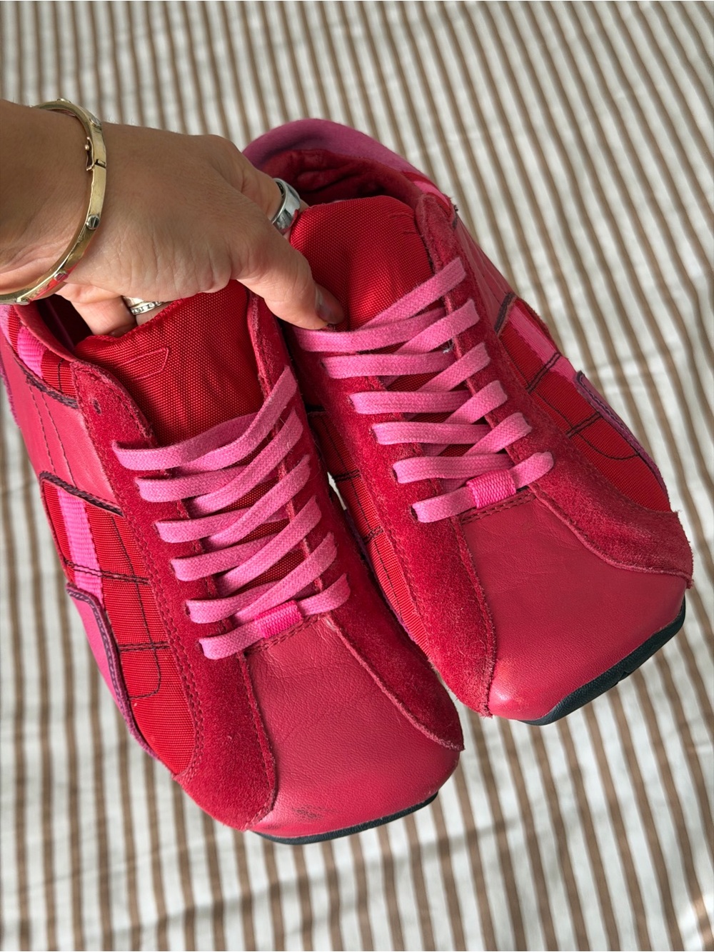 Diesel Women's Red & Pink Mixed-Material Sneakers